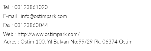Ostimpark Business Hotel telefon numaralar, faks, e-mail, posta adresi ve iletiim bilgileri